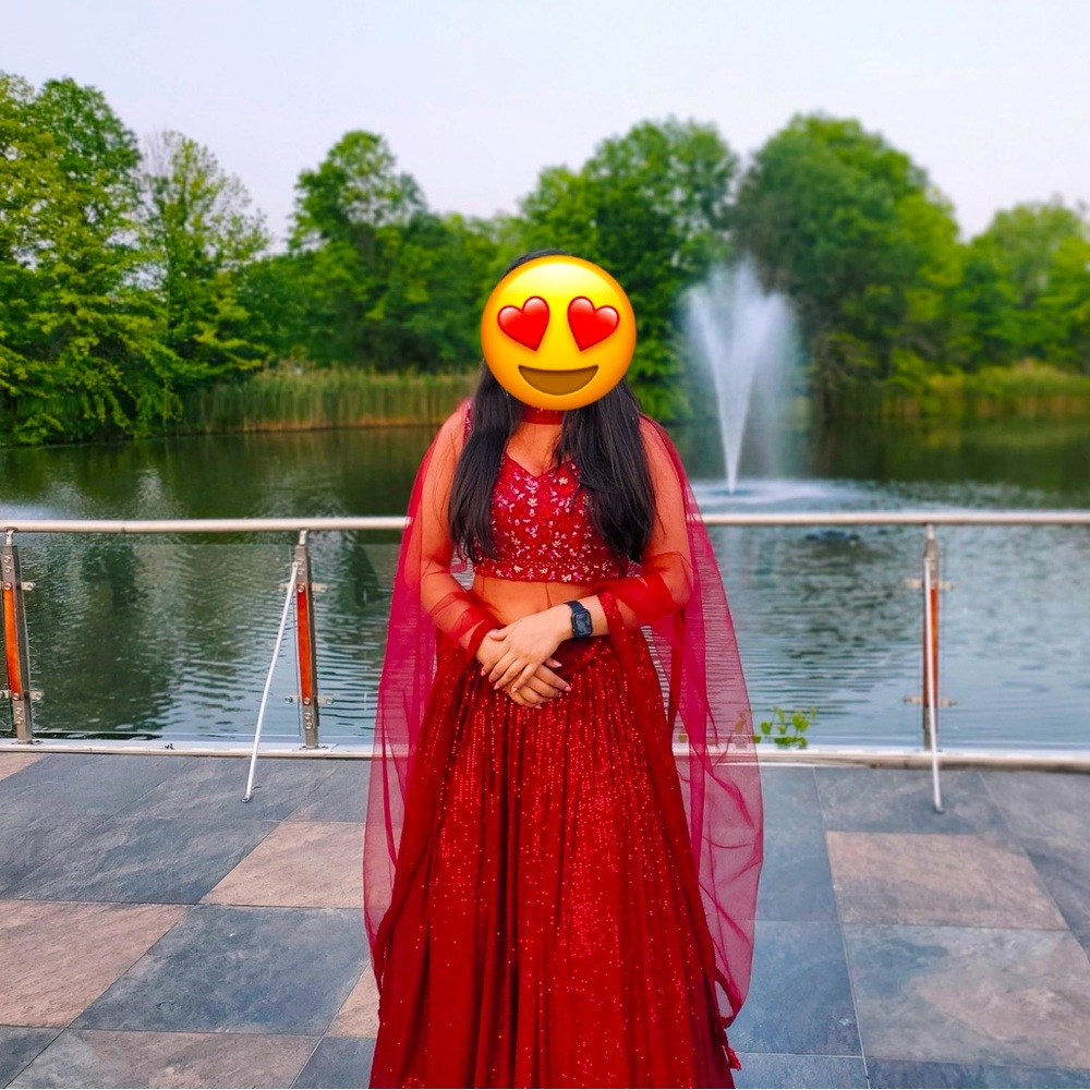 Red glitter lehenga (3 piece)